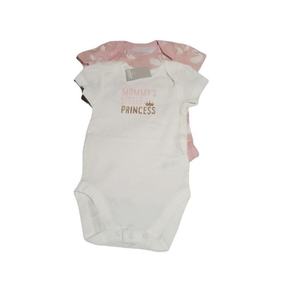 Bundles Baby Place Girls Pink White Short Sleeve Bodysuit Size 6-9 M Lot Of 2